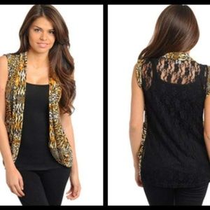 New Junior's Boutique Black leopard lace cardigan